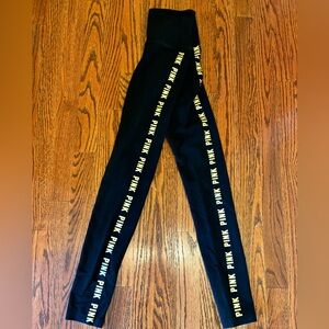 VS Pink Black Leggings with Golden PINK Pattern